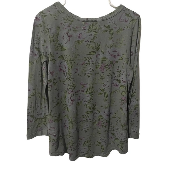 Anthropologie T.la Gray 3/4 Sleeve Top w/Purple Floral Design - Picture 7 of 7